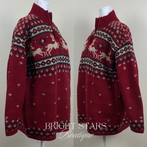 Rare Vintage Reindeer Holiday Sweater ASO Phoebe Buffay Friends Oversize Knit - Picture 6 of 13